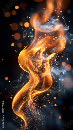 Bonfire Fire flames isolated on black background