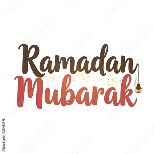 Ramadan Mubarak sticker written in bright colors