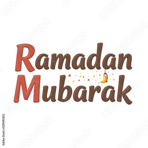 Ramadan Mubarak sticker written in bright colors