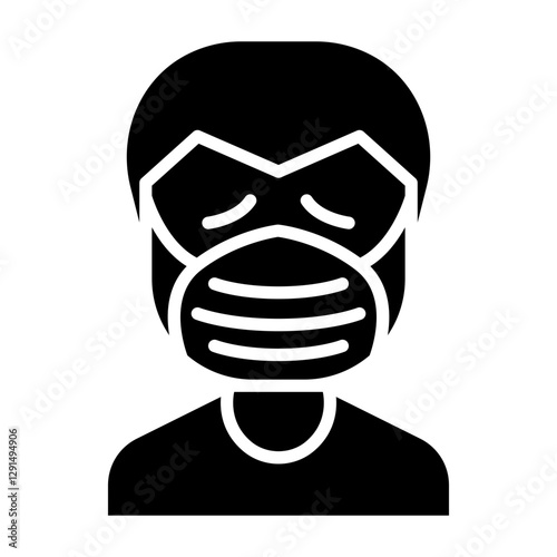 Man wear mask icon in glyph style