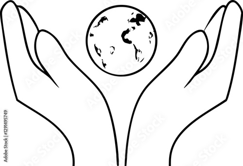 Sustainable Living: Eco-Friendly concept. Hands gently cradling a globe, symbolizing care for the planet and global responsibility.