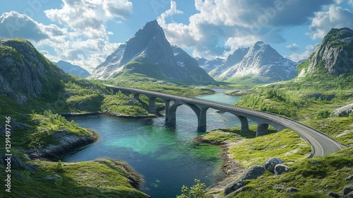 Wooden Bridges Connecting Lofoten Islands Norway
