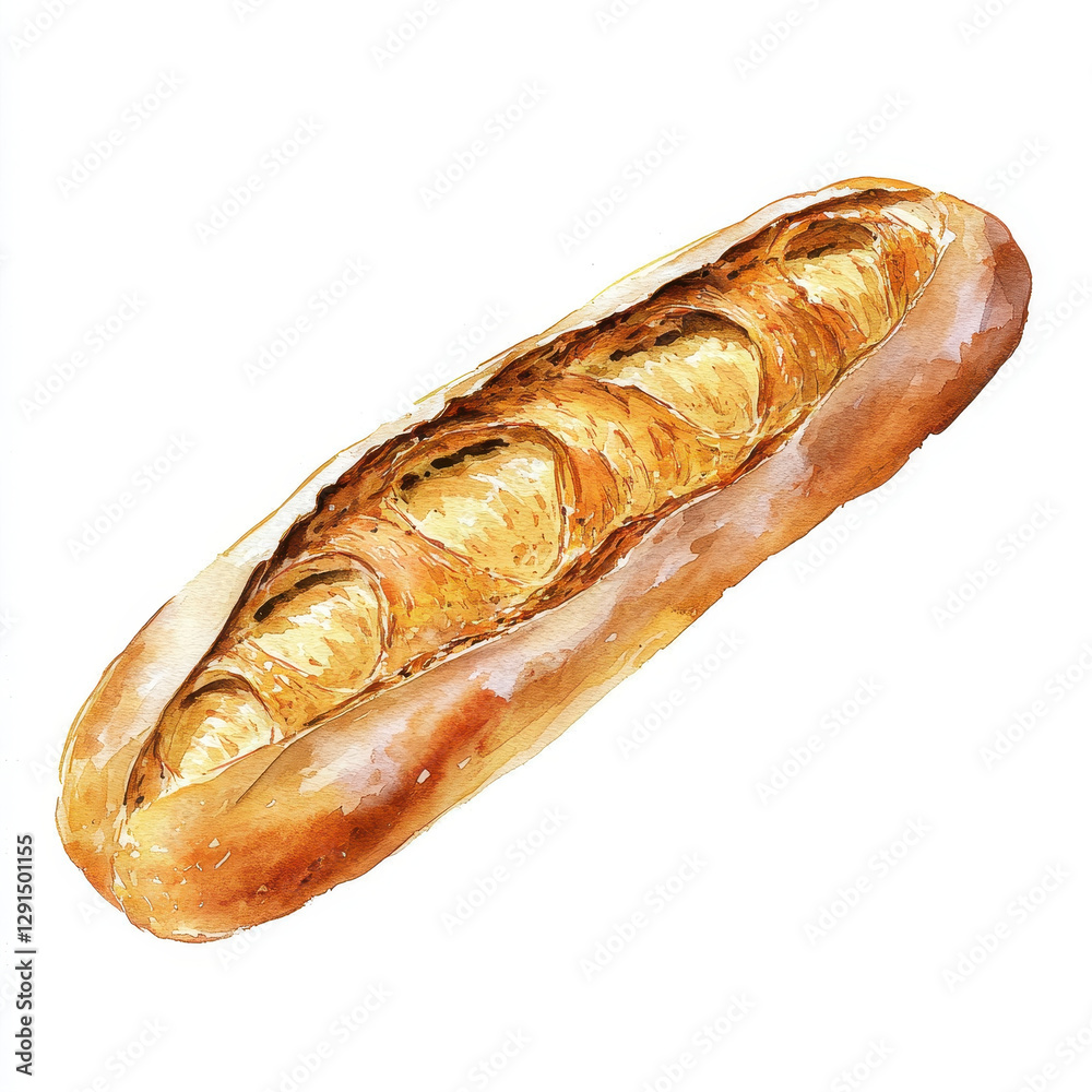 hand drawn illustration of baguette, showcasing its golden crust and soft interior. This artistic representation captures essence of fresh bread, evoking warmth and comfort hand drawn illustration of baguette, showcasing its golden crust and soft interior. This artistic representation captures essence of fresh bread, evoking warmth and comfort