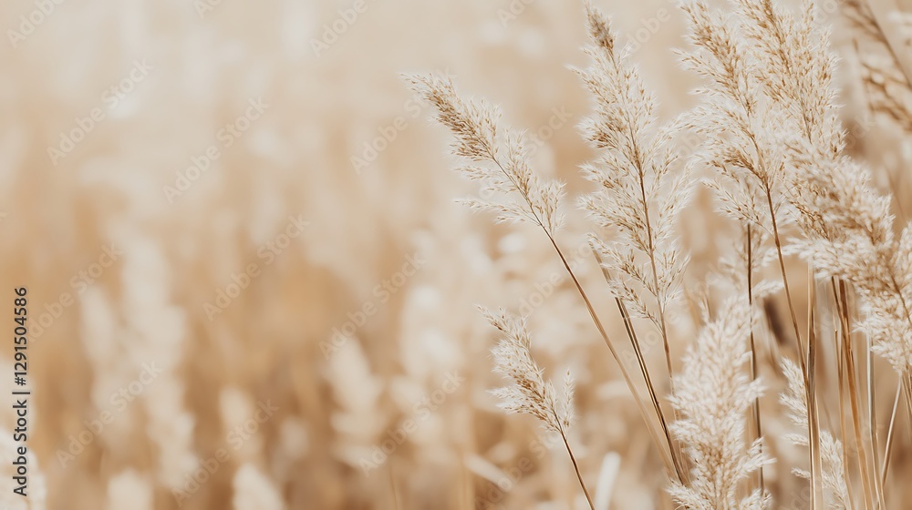 Fototapeta premium Beautiful Tall Grasses Swaying Gently Against A Blurred Background