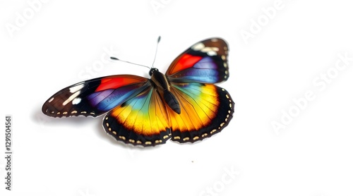 A vibrant butterfly with strikingly colorful wings rests elegantly, showcasing its intricate patterns and delicate beauty in a captivating display of nature.  