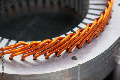 Obraz na płótnie Close up scene the bar wound stator parts  for electric car motor