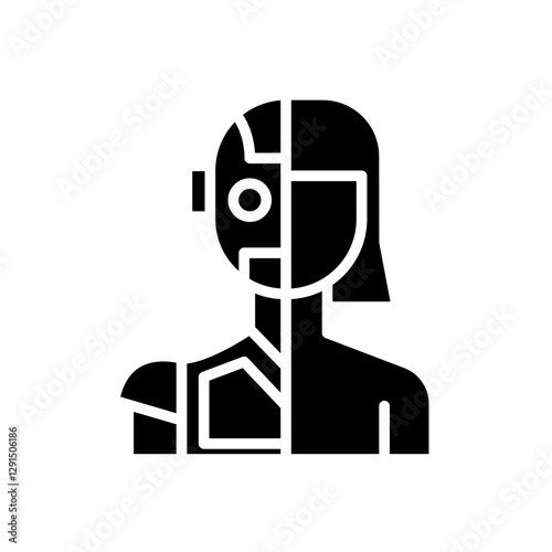 Cyborg icon in glyph style