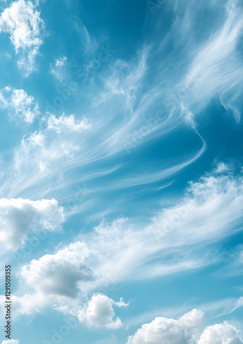 Dramatic Wispy Clouds Against Clear Blue Sky