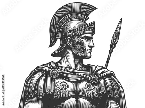 Ancient Roman Warrior with Spear and Shield vector