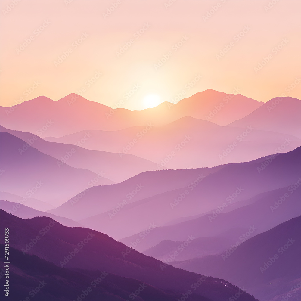 Fototapeta premium Sunrise Mountains: Pink Purple Haze