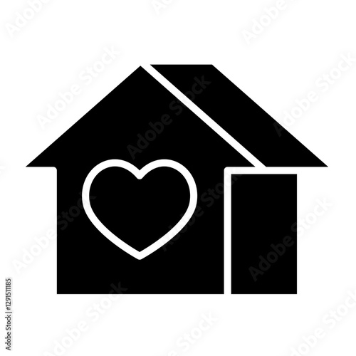 Happy house icon in glyph style