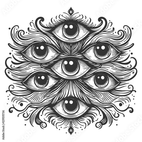 Multiple Eyes vector illustration