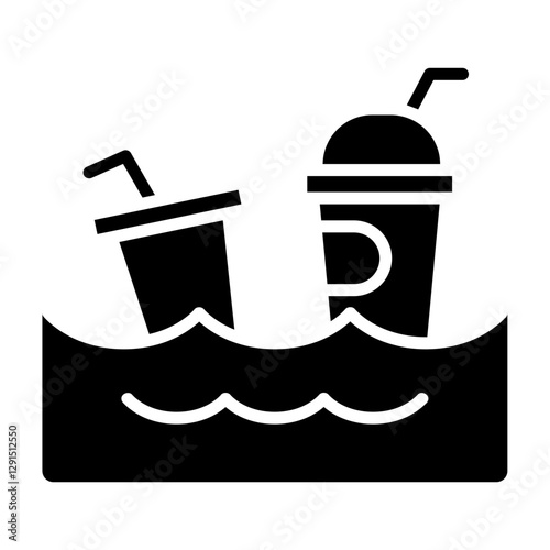 Water pollution icon in glyph style