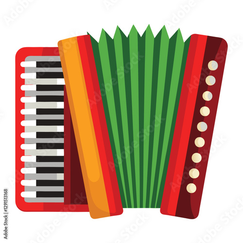 A vector illustration of Accordion Musical Instrument isolated on white background