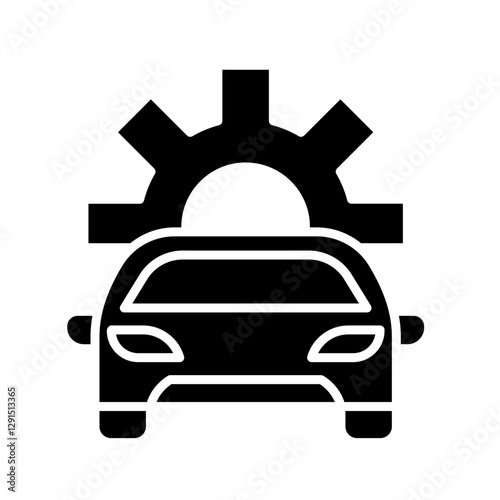 Car maintenance icon in glyph style