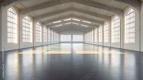 Wallpaper Mural spacious open plan office with high ceilings and large windows, allowing natural light to fill area. minimalist design creates bright and airy atmosphere, perfect for productivity Torontodigital.ca