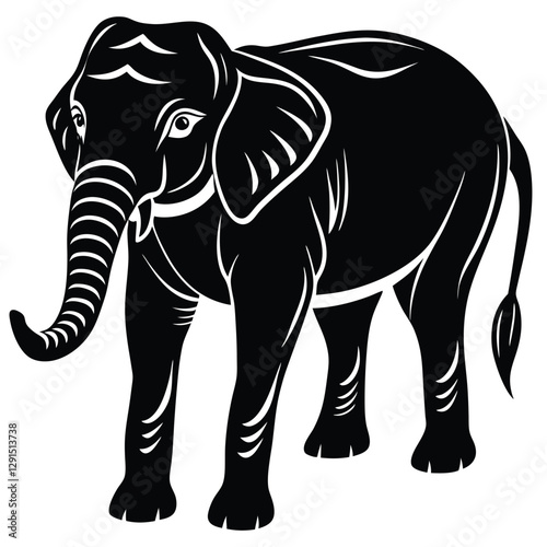 Elephant shilhouette,vector black color silhouette on a white background