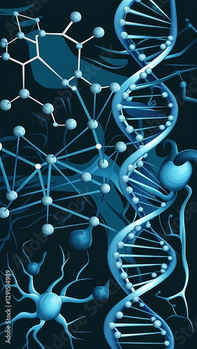 Structure molecule and communication dna atom neurons scientific concept for your design connected lines with dots medical technology chemistry science background vector illustration