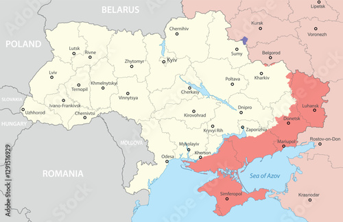 Ukraine Political Map Highlighting Disputed Regions