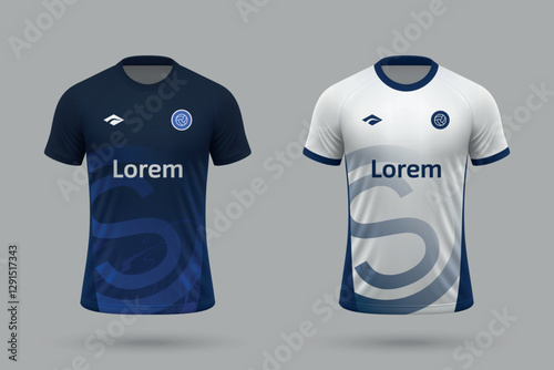 3d realistic soccer home and away jersey in independiente rivadavia style, football kit template