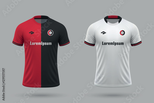 Obraz na płótnie 3d realistic soccer home and away jersey in style, football kit template w salonie