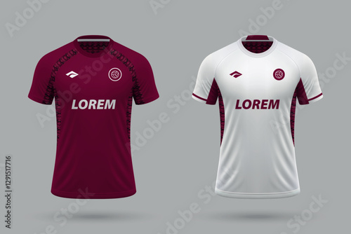 Obraz na płótnie 3d realistic soccer home and away jersey in style, football kit template w salonie