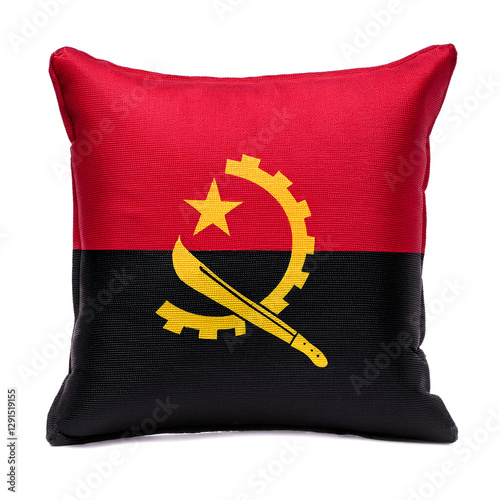 アンゴラの国旗のクッション。白背景。(Angola flag cushion on white background.)
 photo