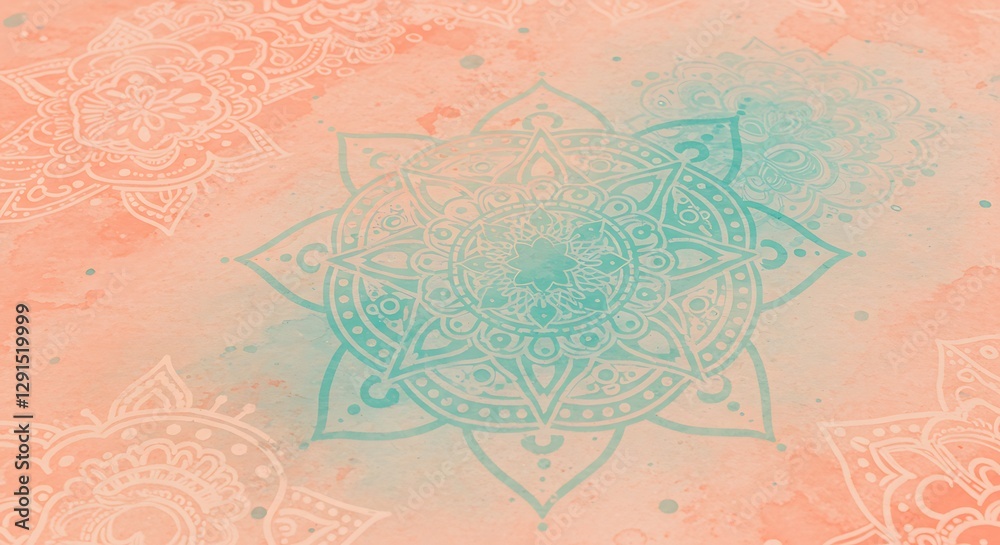 Obraz premium Mandala Pattern Watercolor Background Pastel Hues Seamless Design