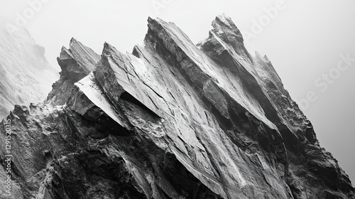 Dramatic Black and White Rock Formation with Jagged Edges