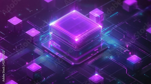Obraz na płótnie Smart contract in digital finance, decentralized blockchain ecosystem, futuristic banking UI, w salonie