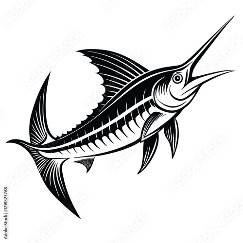 Detailed Atlantic Blue Marlin Clipart for Coastal Projects