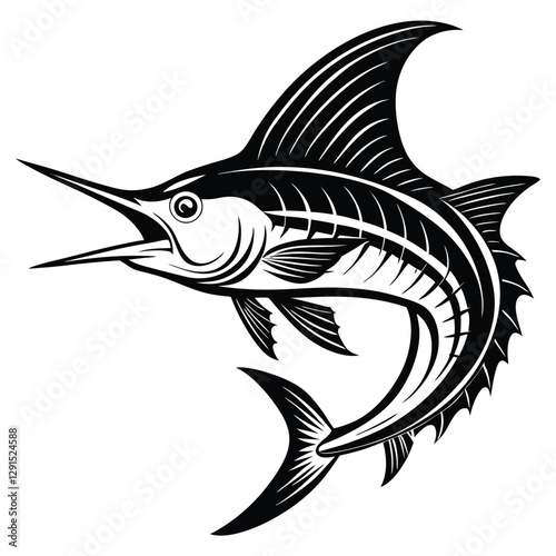 Detailed Atlantic Blue Marlin Clipart for Coastal Projects