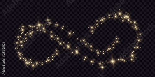 Gold magic glitter dust light with star shine. Golden flare shine in black background. Luxury Christmas stardust powder explosion. Flying abstract yellow firefly spray trail and flash swirl line