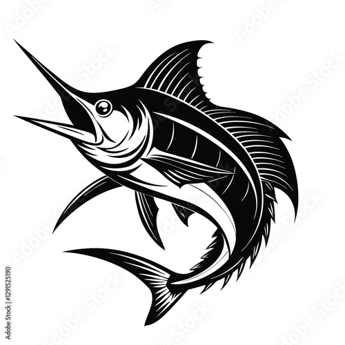 Detailed Atlantic Blue Marlin Clipart for Coastal Projects