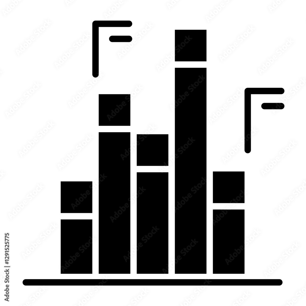 Graph icon in glyph style Graph icon in glyph style
