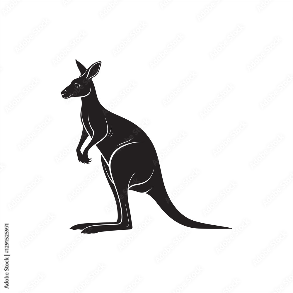 Cute kangaroo silhouette, vector illustration design on a white background. Cute kangaroo silhouette, vector illustration design on a white background.