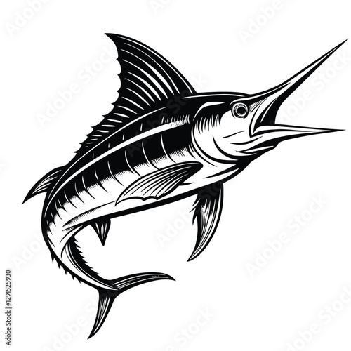 Detailed Atlantic Blue Marlin Clipart for Coastal Projects