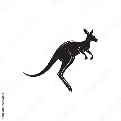 Cute kangaroo silhouette, vector illustration design on a white background. 