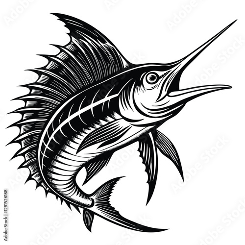 Detailed Atlantic Blue Marlin Clipart for Coastal Projects