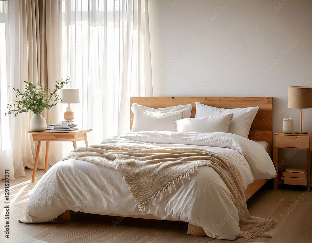 Obraz premium Minimalist Cozy Bedroom with Natural Light