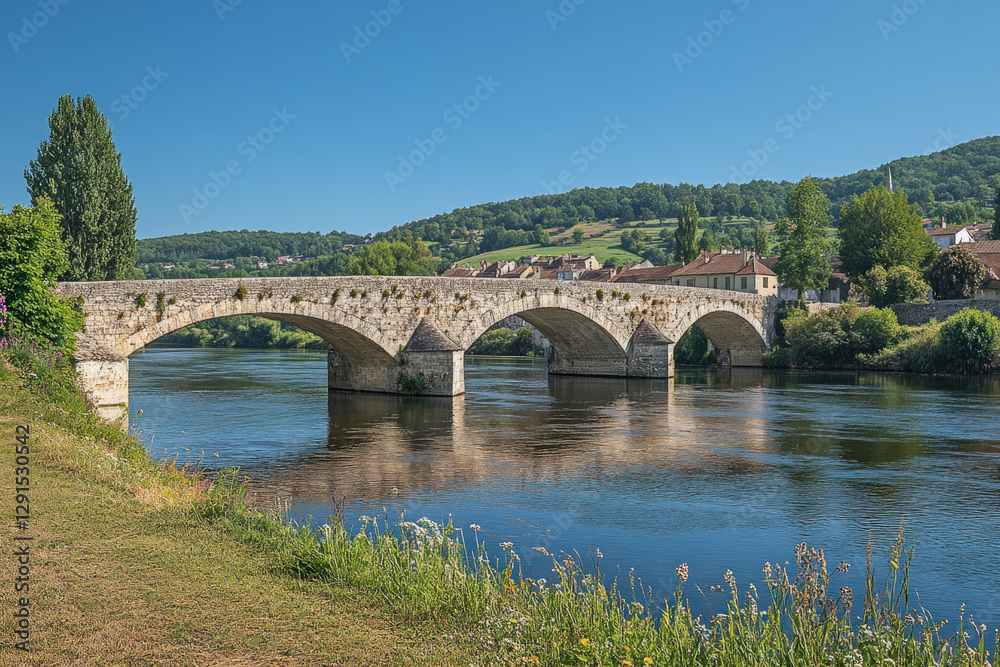 A charming village in Limeuil, France, historic and picturesque, riverside setting A charming village in Limeuil, France, historic and picturesque, riverside setting