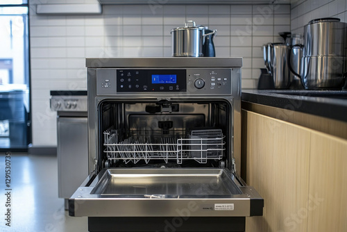 A commercial dishwashing ma...