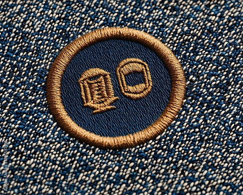 Retro Stitching Embroidery Logo Mockup.