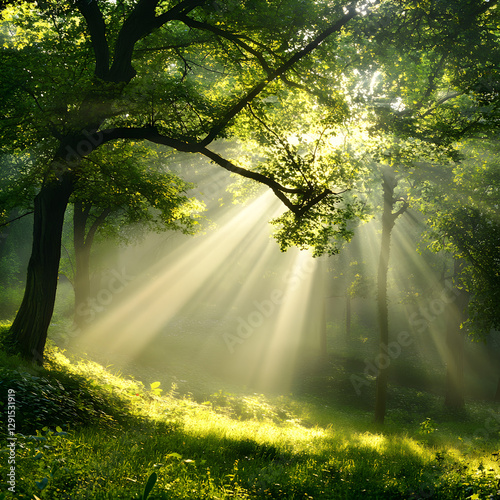 Sunbeams Forest: Nature Wallpaper