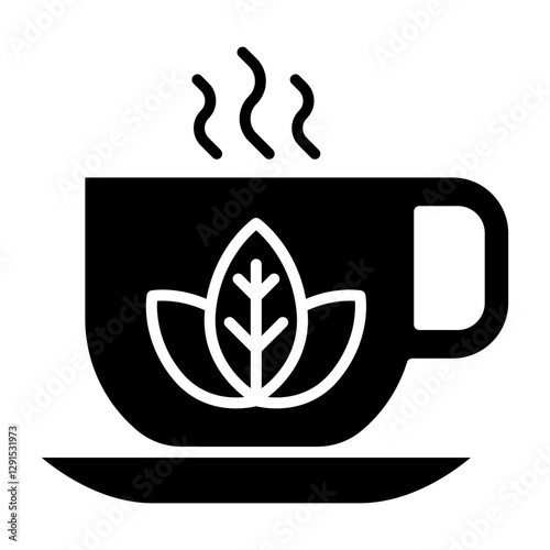 Organic hot tea icon in glyph style