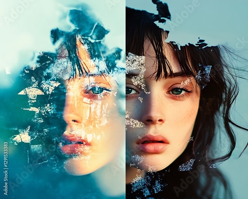 Mirrored Glass Poster Photo Effect.
