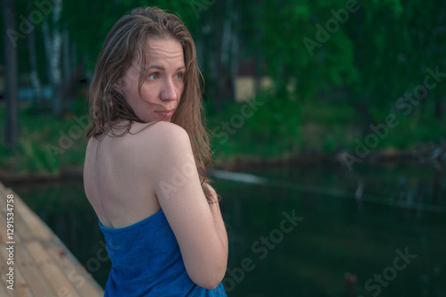 Young Woman in Towel by a T...