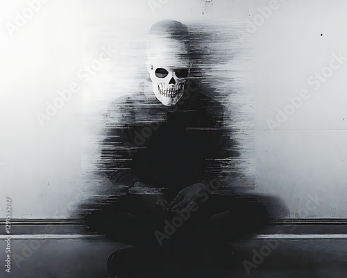 Ghost Distort Photo Effect Mockup.