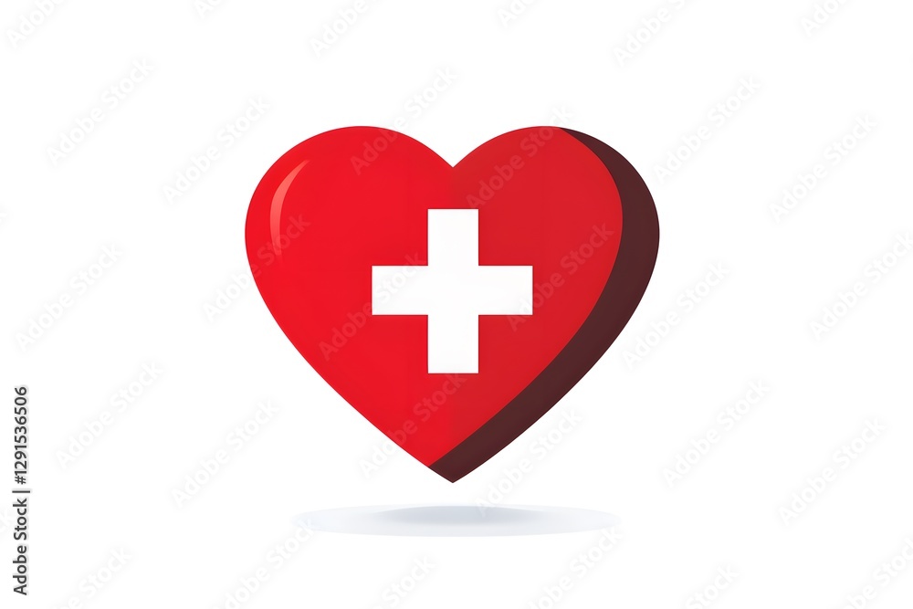 Heart with Cross Symbol on White Background for Cardiology Heart with Cross Symbol on White Background for Cardiology