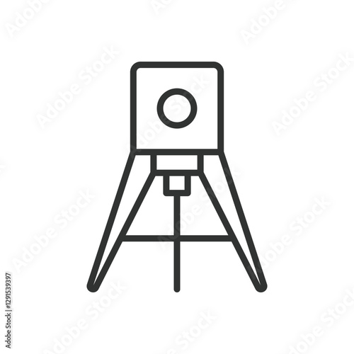 Laser level, icon in line design. Laser level, leveling tool, construction laser, measuring device, alignment tool, surveying instrument on white background vector. Laser level editable stroke icon